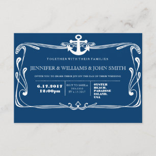 Anker-Marine-Blau-Hochzeit in Einladung
