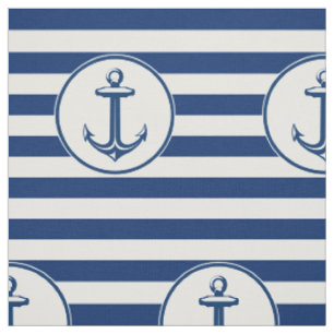 Anker-Marine-Blau-Weiß-Streifen Stoff