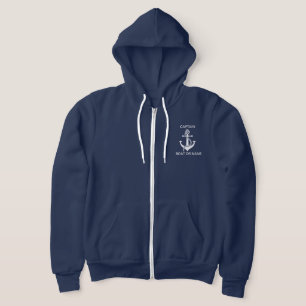 Anker Marine Navy Blau Boots Kapitän Hoodie