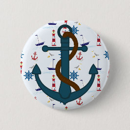 Anker mit blauem Leuchtturmdruck Pinback Knopf Button