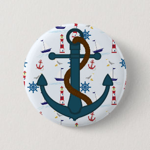 Anker mit blauem Leuchtturmdruck Pinback Knopf Button