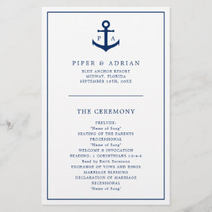Anker-Monogramm-nautisches Hochzeitsprogramm zum g