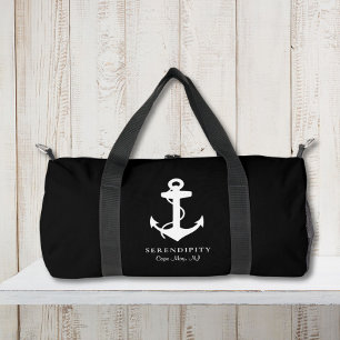 Anker-Monogramm-Schwarz des klassischen Bootes Duffle Bag