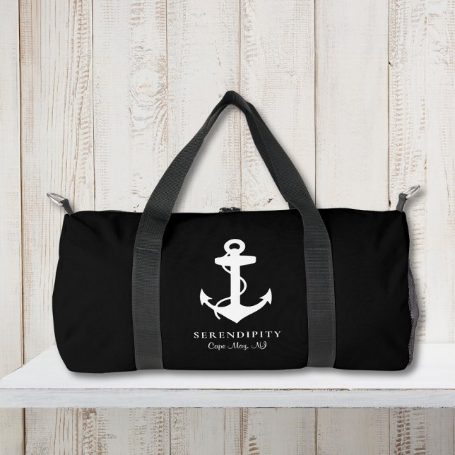 Anker-Monogramm-Schwarz des klassischen Bootes Duffle Bag (Von Creator hochgeladen)