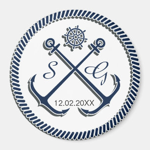 Anker Monogramme, Schöne Hochzeit speichern Sie da Magnet