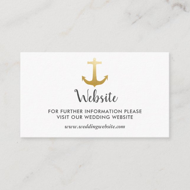 Anker Nautical Imitats Gold Foil | Hochzeitsseite Begleitkarte (Vorderseite)