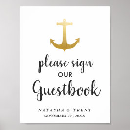 Anker Nautical Imitats Gold Foil | Hochzeitszeiche Poster