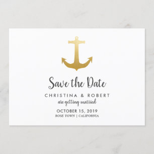 Anker Nautical Imitats Gold Foil SAVE THE DATE Einladung