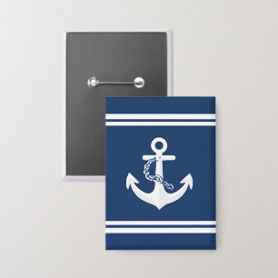 Anker Nautical Segeln Booten Weiß Navy Blau Button
