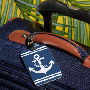 Anker Nautical Segeln Booten Weiß Navy Blau Gepäckanhänger