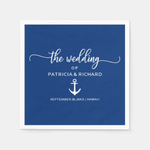 Anker Nautische Hochzeit Marineblau und Weiß Serviette