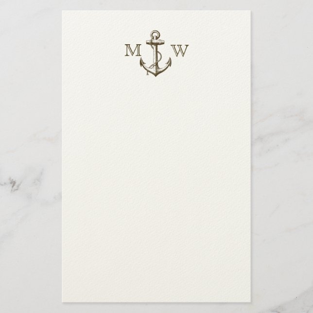 Anker, Nautische Monogramm Briefpapier (Vorderseite)