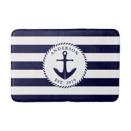 Anker-Navy und White Nautical Bath Mat Badematte