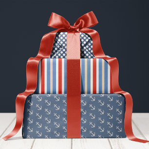 Anker Polka Punkt Streifen Geschenkpapier Set
