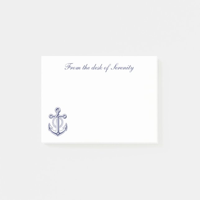 Anker Sailor Nautical Ocean Boot Personalisiert Post-it Klebezettel (Vorderseite)