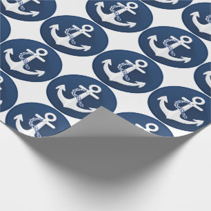 Anker-Schifffahrtssymbol Weiß Marineblau Geschenkpapier