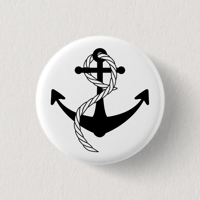 Anker schwarz weiß Button (Vorderseite)