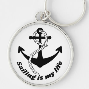 Anker schwarz weiß Sailing ist mein Leben Schlüsselanhänger