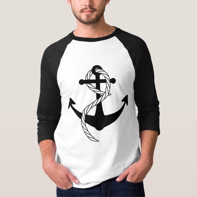 Anker schwarz weiss Shirt (Vorderseite)