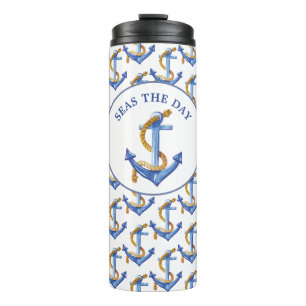 Anker Seas Day Zitat Blue Text Thermal Tumbler Thermosbecher