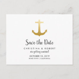 Anker-SeeImitat-Goldfolie | Save the Date Ankündigungspostkarte