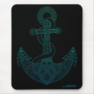 Anker-Seekunst-Kontur-Meerblaues Ombre Schwarzes Mousepad