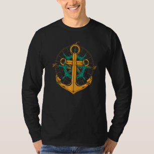 Anker Segelboot Lenkrad Skipper Matrose Segel T-Shirt