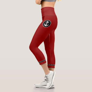 Anker-Seilbahn mit nautischem Boot Rote Schwarz-we Capri Leggings