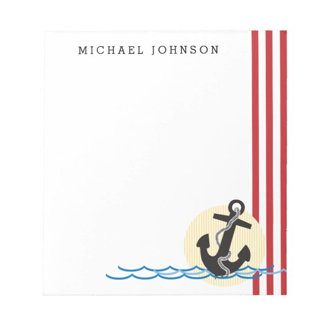 Anker, Sonne und Wasser Personalisiert Notizblock (Vorderseite)