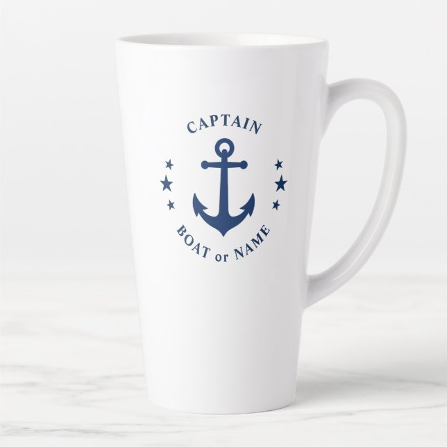 Anker & Sterne Captain Boat Name groß 2 Seiten Milchtasse (Rechts)