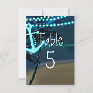 Anker-Strand Palmen-Hochzeit Tischnummer-Schild Einladung