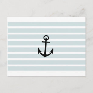 Anker und Beach Hut Blaue Streifen Postkarte