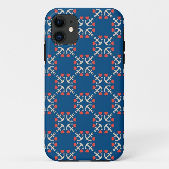 Anker-und Herz-Muster Case-Mate iPhone Hülle (Rückseite)