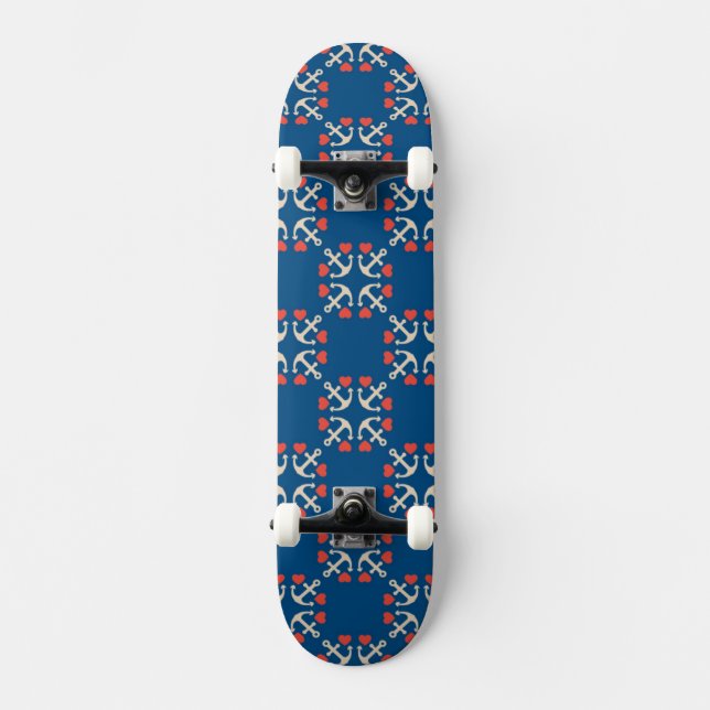 Anker-und Herz-Muster Skateboard (Vorderseite)