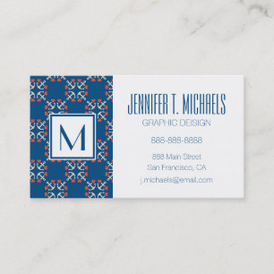 Anker und Herzmuster Visitenkarte