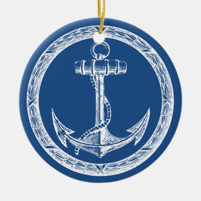 Anker und Kranz Keramik Ornament (Vorne)