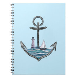 Anker und Leuchtturm (Version 1) Notizblock