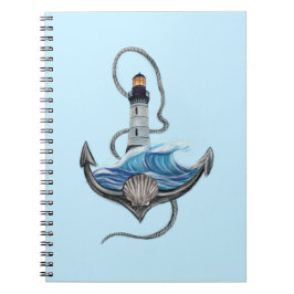 Anker und Leuchtturm (Version 2) Notizblock