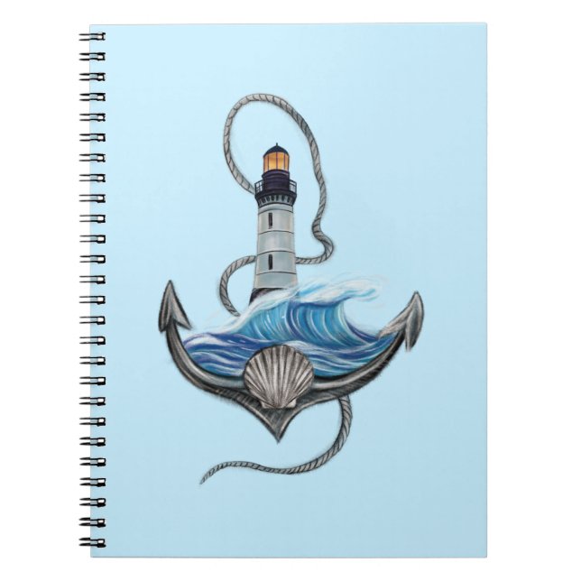 Anker und Leuchtturm (Version 2) Notizblock (Vorderseite)
