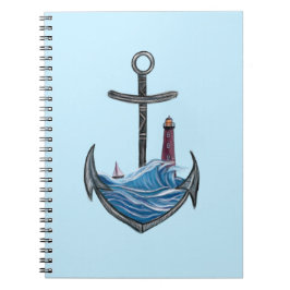 Anker und Leuchtturm (Version 3) Notizblock
