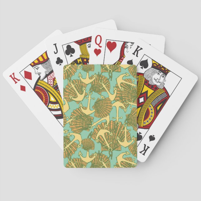Anker und Muscheln im Vintagen Stil Spielkarten (Rückseite)