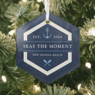 Anker und Oar   Benutzerdefinierter Schiffsname Ornament Aus Glas