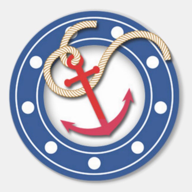 Anker und Porthole Runder Aufkleber (Vorderseite)