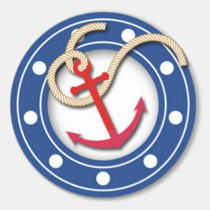 Anker und Porthole Runder Aufkleber