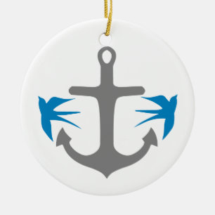 Anker und Schwalben Keramikornament