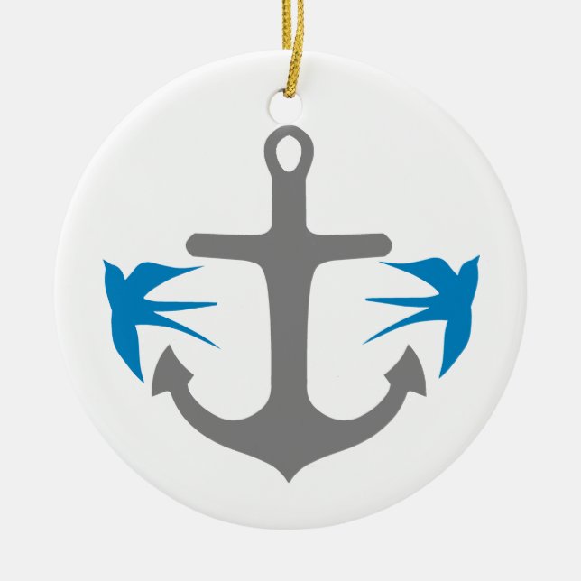 Anker und Schwalben Keramikornament (Vorne)