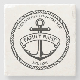 Anker und Seil-Familien-/Boots-Logo entsteinen Steinuntersetzer