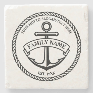 Anker und Seil-Familien-/Boots-Logo entsteinen Steinuntersetzer