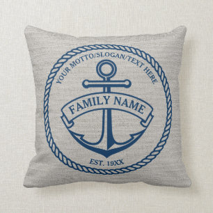 Anker und Seil-Familien-/Boots-Logo Leinen-Blick Kissen