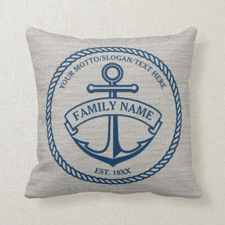Anker und Seil-Familien-/Boots-Logo Leinen-Blick Kissen